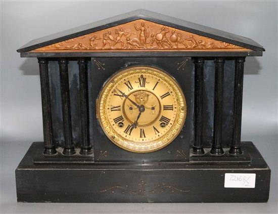 Black slate marble mantel clock